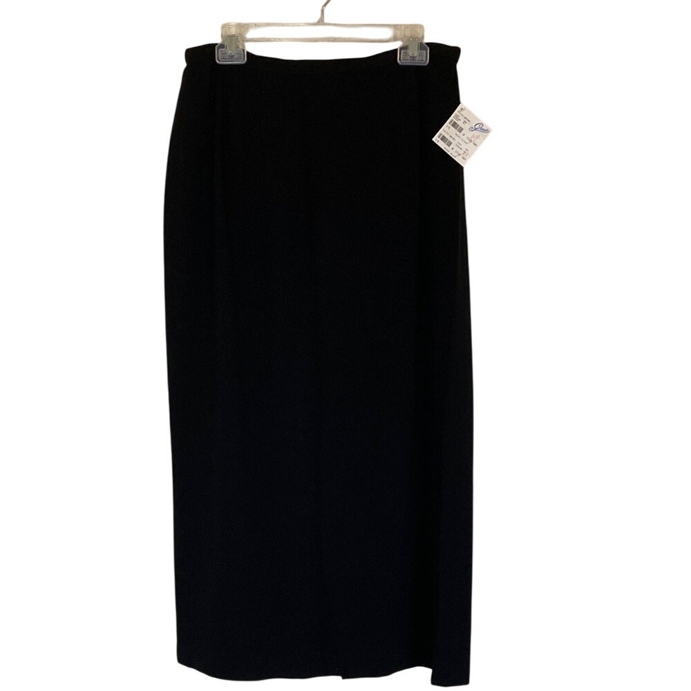 VTG Ann May & Co Womens Black Long Straight Skirt Size 14 Classic Timeless‎ NWT